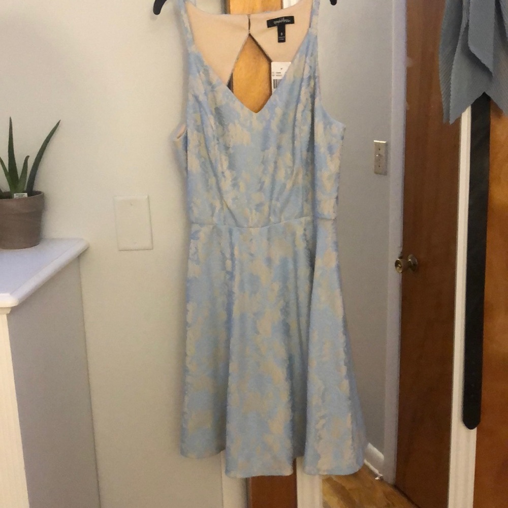 speechless sky blue lace dress with nude lining